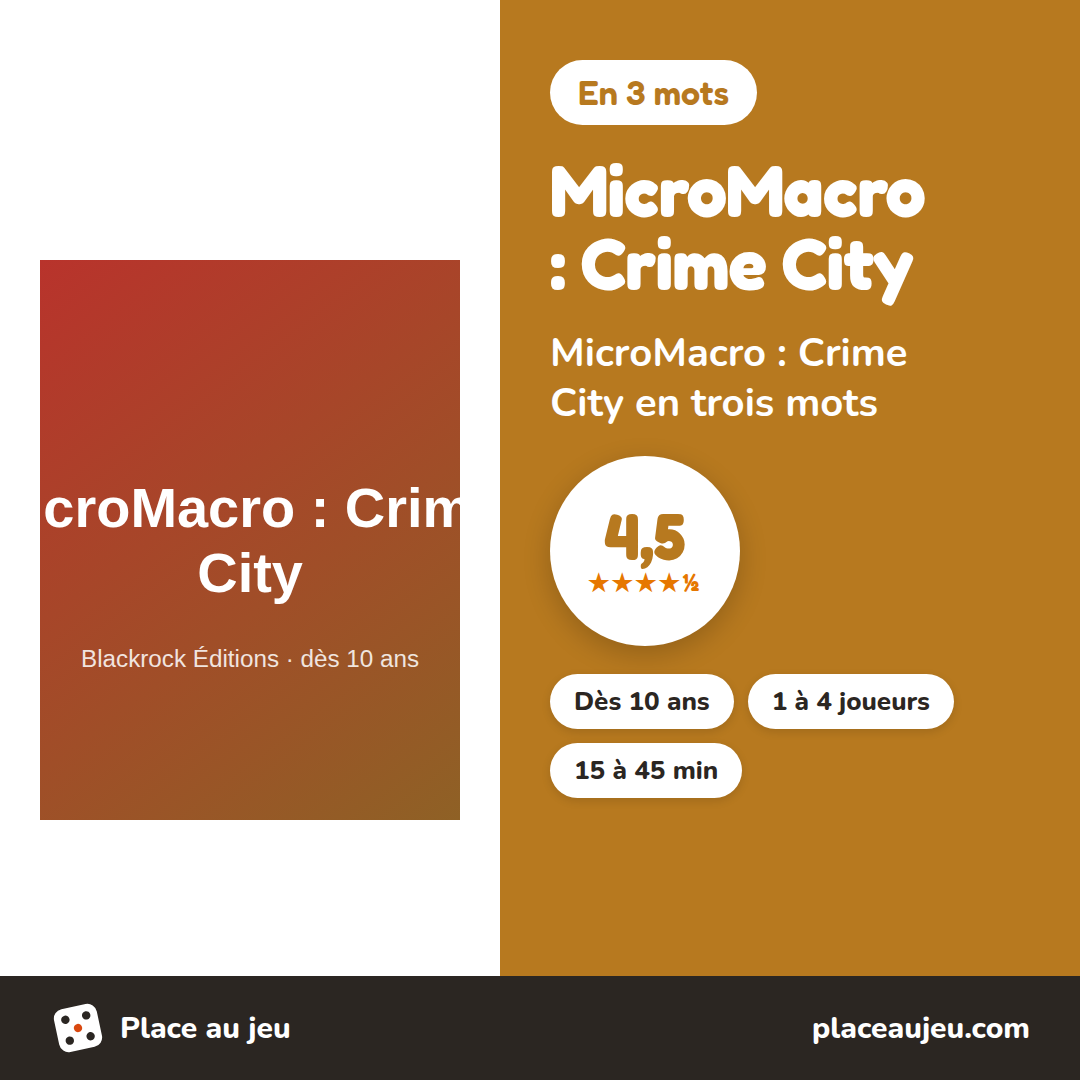 MicroMacro : Crime City : MicroMacro : Crime City en trois mots